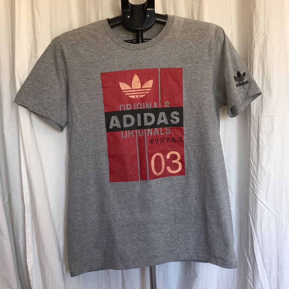 Adidas Grey, Red and black Graphic Tee